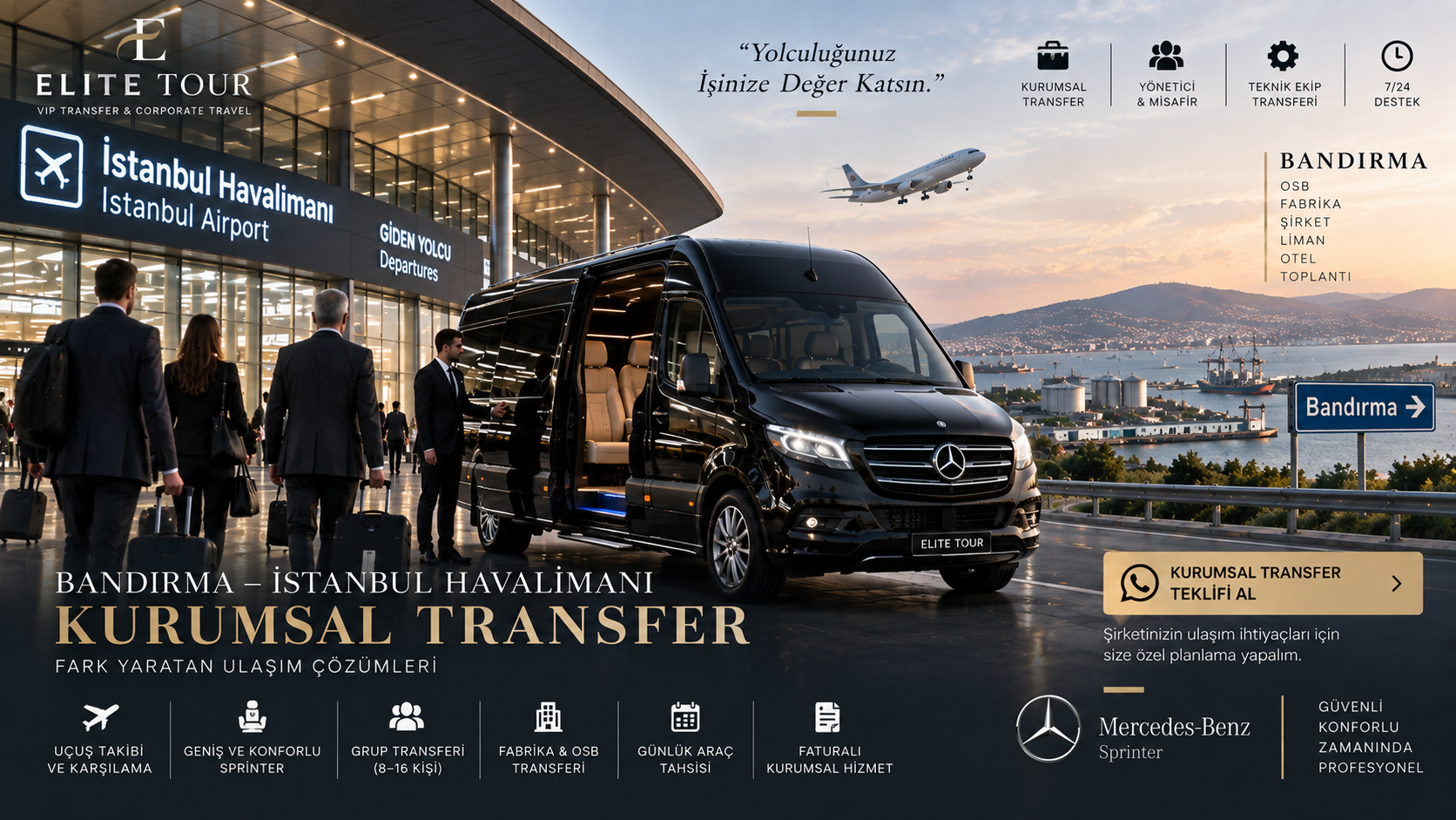 Bandırma İstanbul Havalimanı Kurumsal Transfer Mercedes Sprinter